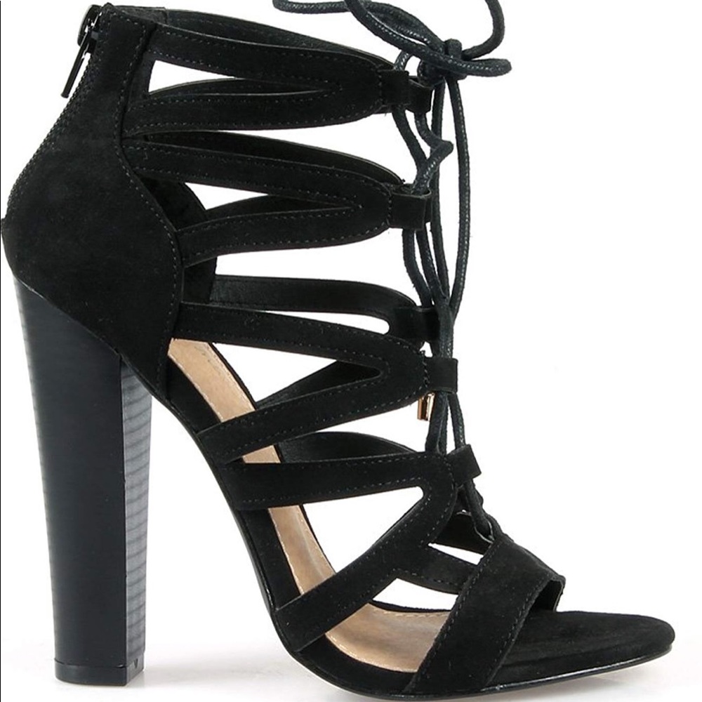 Women's Lace-up High Heel Sandals in Black